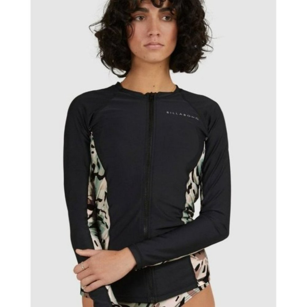 Billabong BNWT Kalluah Long Sleeve Zip Front Rash Shirt WOMENS Size Large Swim